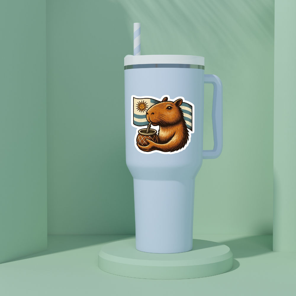Sticker Uruguay - Carpincho tomando mate