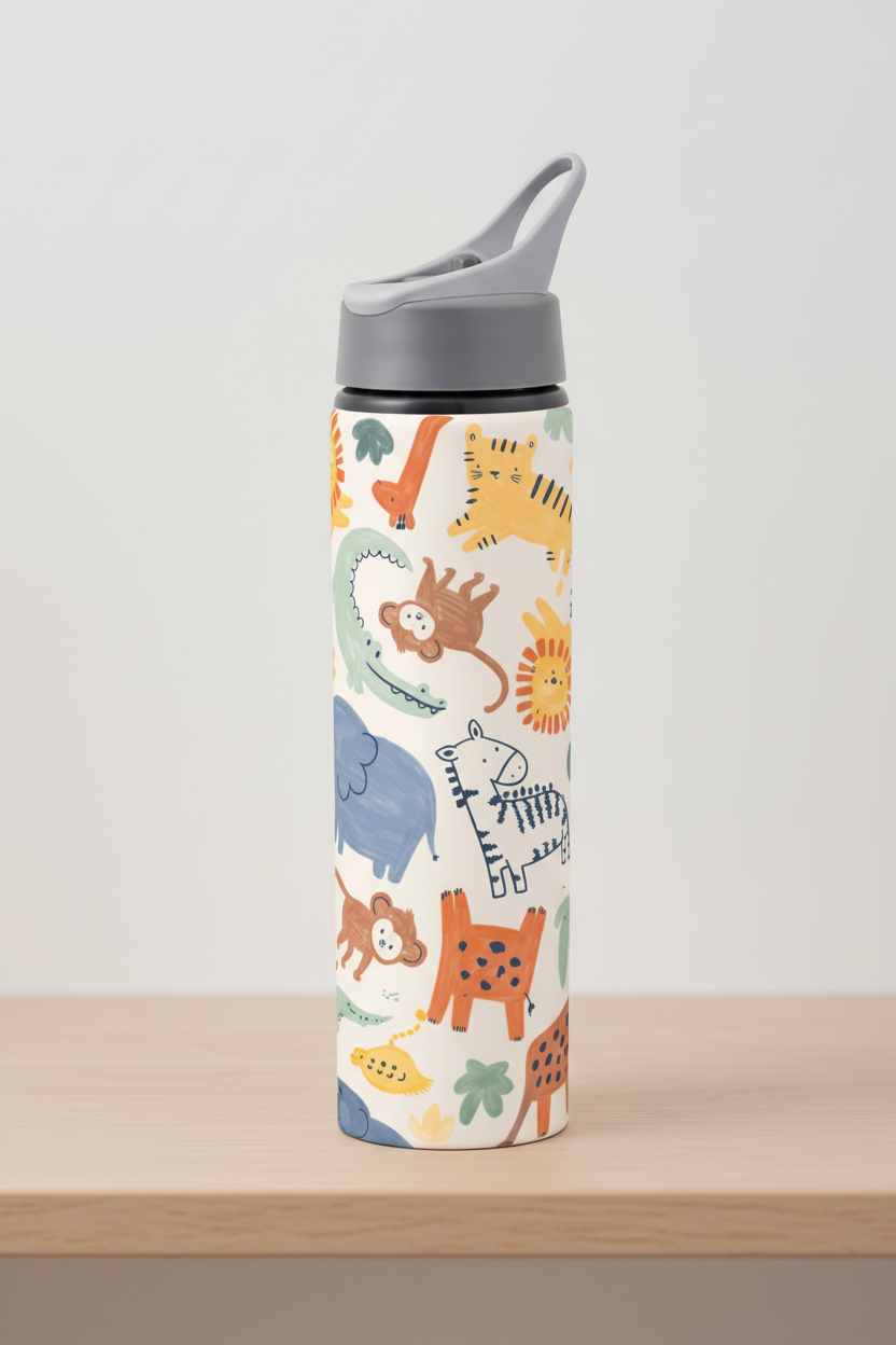 Botella con sorbito - Animalitos