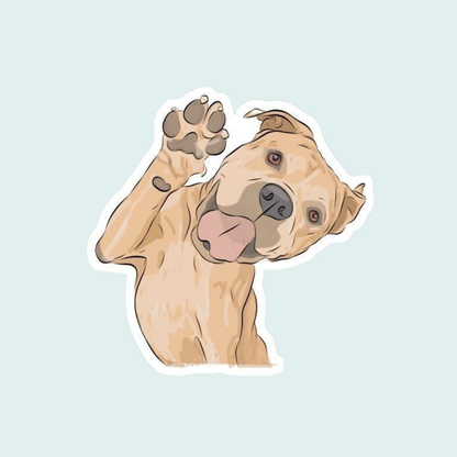 Stickers Mascotas - Pitbull saludando