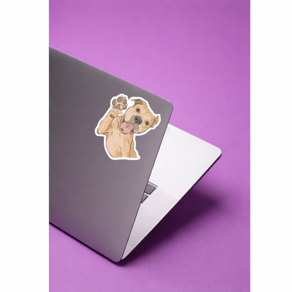 Stickers Mascotas - Pitbull saludando
