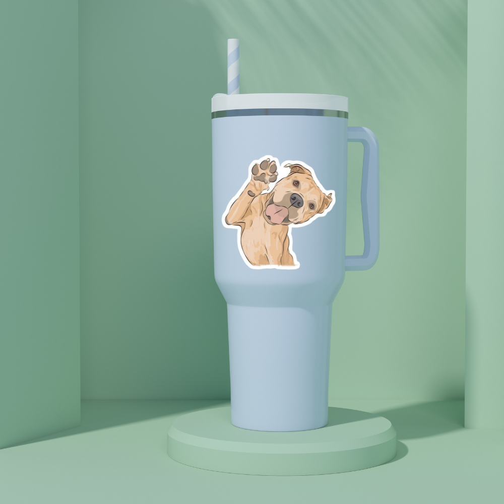 Stickers Mascotas - Pitbull saludando