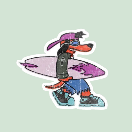 Stickers Street vibes - Perro con tabla de surf