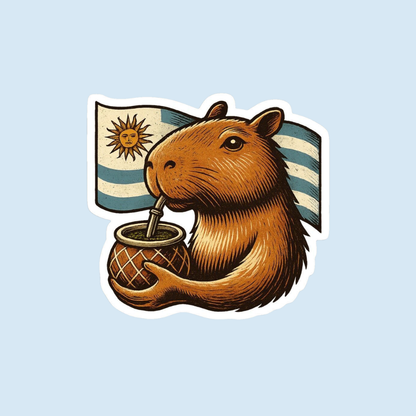 Sticker Uruguay - Carpincho tomando mate