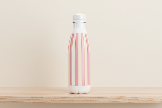 Botella - Rayas rosadas y rojas