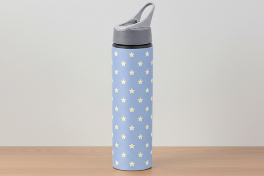 Botella con sorbito - Celeste con estrellas