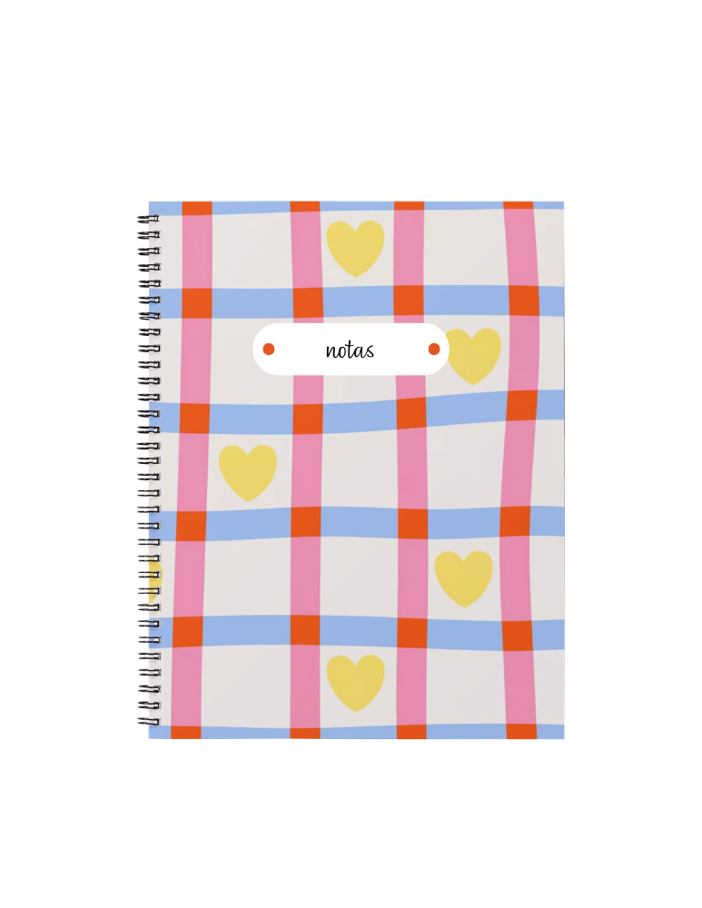 Cuaderno - Cuadrillé con corazones