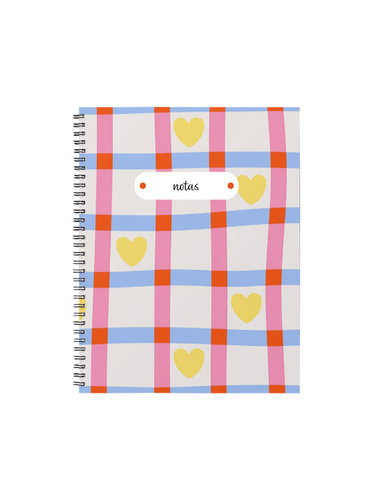 Cuaderno - Cuadrillé con corazones