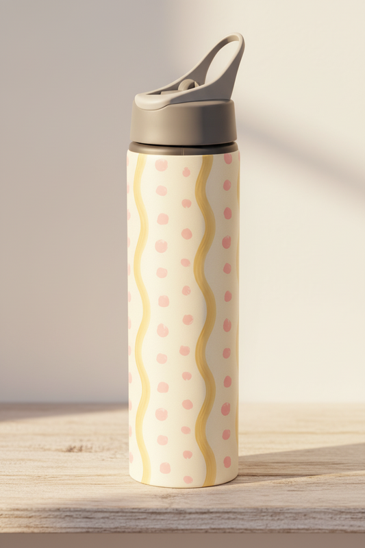 Botella con sorbito - Ondas con puntos