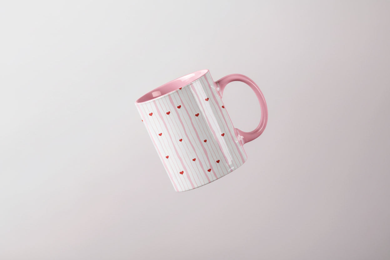Taza - corazones y rallitas
